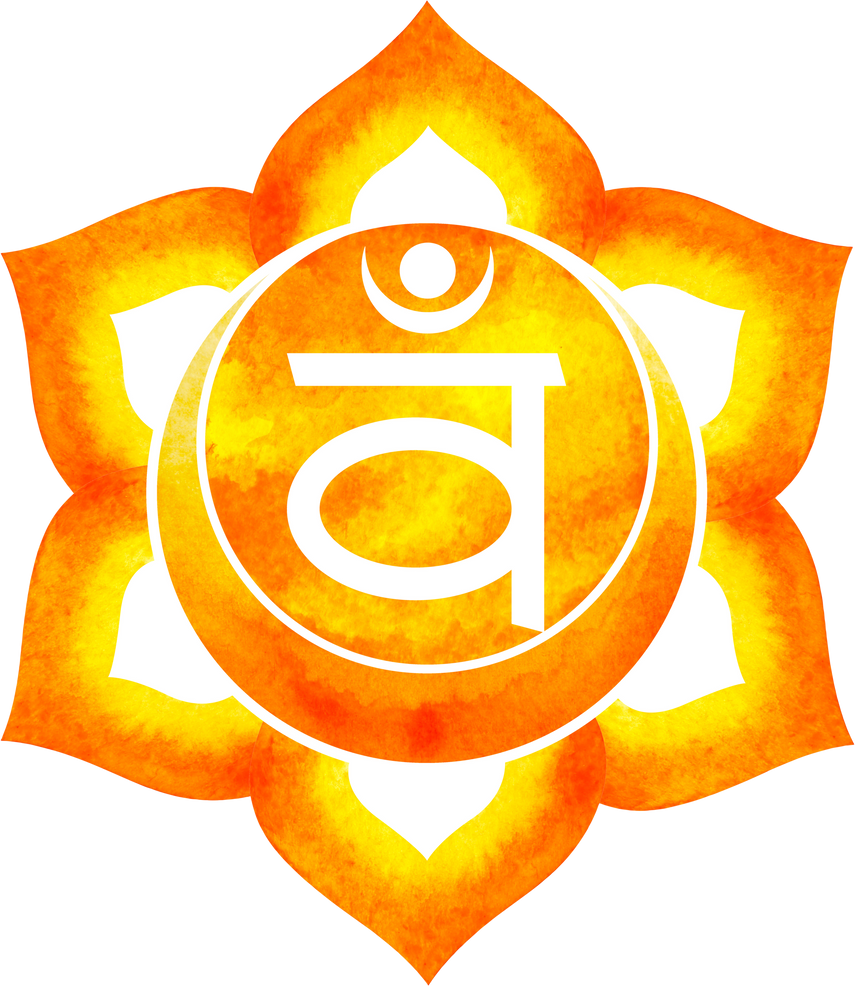 orange color of sacral chakra symbol in watercolor painting